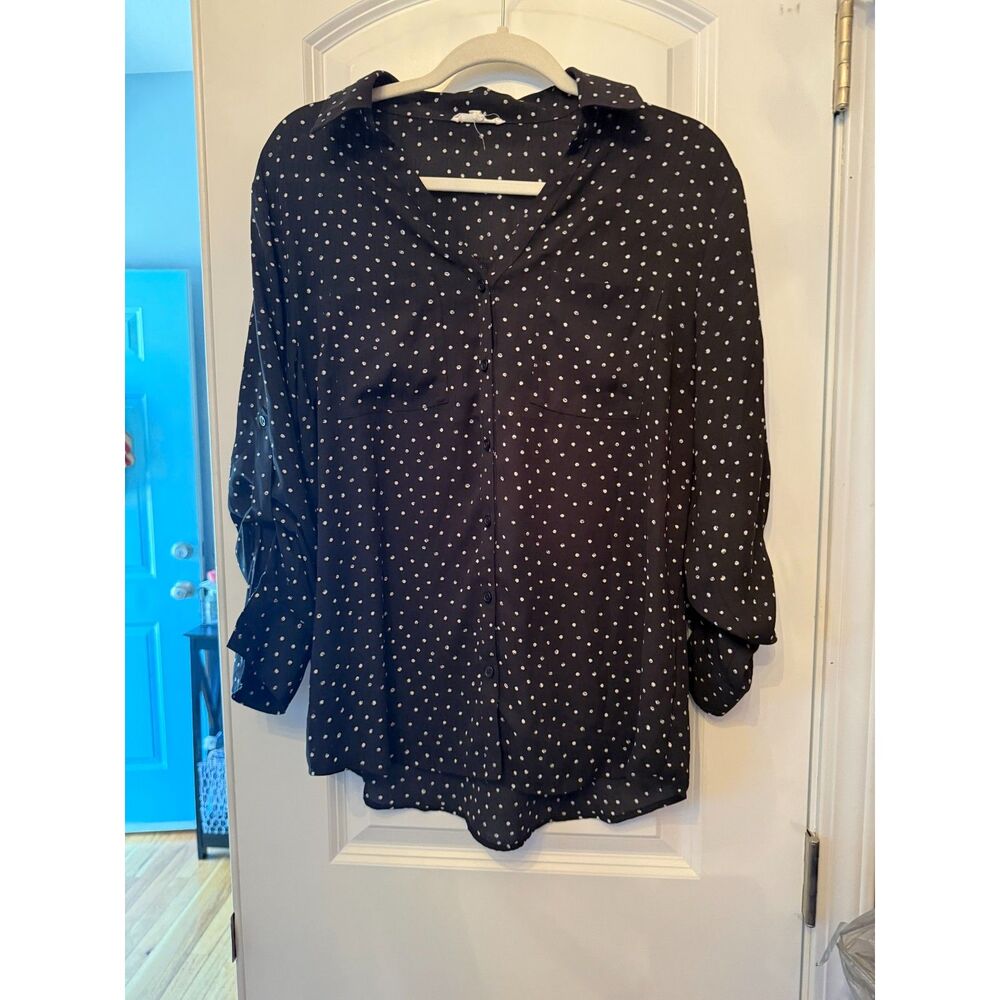 Maurice's Roll up Sleeve Sheer Blouse Size Medium EUC